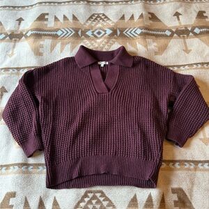 Madewell Waffle-Knit Henley Sweater in Heather Currant